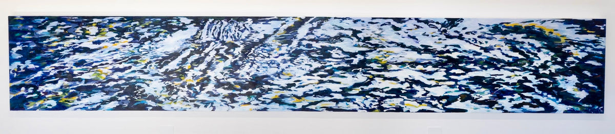Standing in the Water, Pigments on canvas, 34" x 210" (85 x 533 cm), by Tom Relth